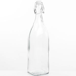 DIY glazen cadeau/decoratie flesje 1000ml/1ltr met beugeldop 8 x 32 cm