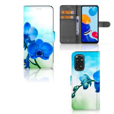 Xiaomi Redmi Note 11/11S Hoesje Orchidee Blauw - Cadeau voor je Moeder Xiaomi Redmi Note 11/11S Hoesje Orchidee Blauw - Cadeau voor je Moeder