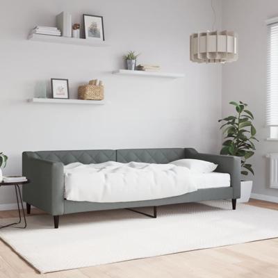 Slaapbank met matras 90x200 cm stof donkergrijs