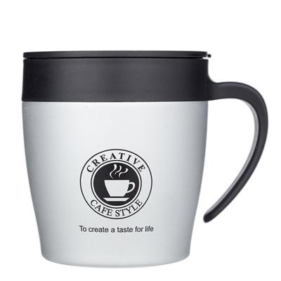 Handvat koffie mok RVS Thermos cups vacuüm kolf water fles bussiness draagbare Thermo Cup (grijs)