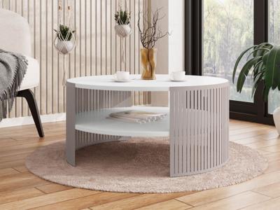 Ronde salontafel ZINZARA ⌀ 75 cm kasjmier/wit