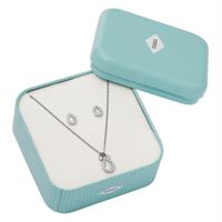 Fossil JF03765040 Giftset Ketting + Oorknoppen Classics staal-parelmoer zilverkleurig-wit