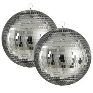 Mega discobal kerstballen - 2x - zilver - 30 cm - foam - spiegelbol - kerstversiering