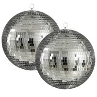 Mega discobal kerstballen - 2x - zilver - 30 cm - foam - spiegelbol - kerstversiering - thumbnail