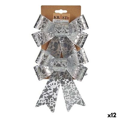 Lussen Krist+ Zilverkleurig Afgedrukt 15 x 4 x 16 cm 15 x 28 x 4 cm Kerstversiering (12 Stuks)