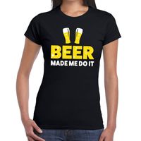 Beer made me do it bier/drank fun t-shirt zwart voor dames - thumbnail