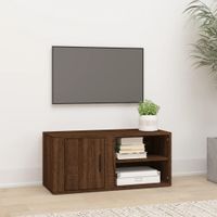 Tv-meubel 80x31,5x36 cm bewerkt hout bruineikenkleurig - thumbnail