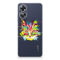 OPPO A17 Telefoonhoesje met Naam Cat Color - thumbnail