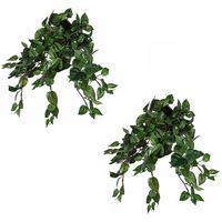 2x stuks scindapsus Drakenklimop kunstplanten groen L45 x B25 x H25 cm hangplant - Kunstplanten - thumbnail