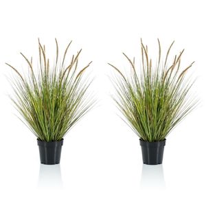 Set van 2x stuks kunstplanten groen gras sprieten 85 cm.