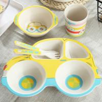 Bamboe Fiber cartoon diner plaat voor kinderen (geel)