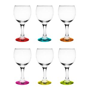 Glasmark witte wijnglazen - glas - gekleurde onderzijde - 6x stuks - 220 ml - Wijnglazen