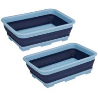 Wasmand/opbergmand opvouwbaar - 2x - kunststof - 12 Liter - blauw - 37 x 27 x 12 cm - thumbnail