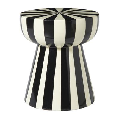 Bijzettafel stripes - beige/zwart - ø40x45 cm
