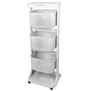 Keuken/badkamer opberg trolley/roltafel - met 3 manden en plateau -  44 x 33 x 112 cm - grijs   -