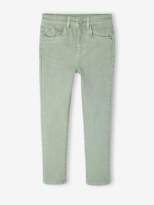 Slim meisjesbroek smalle lichaamsbouw saliegroen