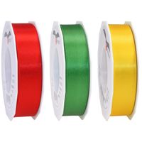 Satijn cadeau/hobby sierlinten 2,5cm x 25m- set 3x - rood/geel/groen