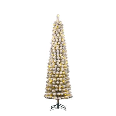Kunstkerstboom Charlton pilar groen frosted H215 x dia. 56 cm met 160 LED warm wit - Black box