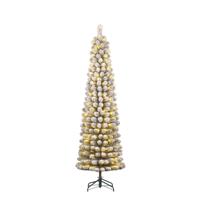 Kunstkerstboom Charlton pilar groen frosted H215 x dia. 56 cm met 160 LED warm wit - Black box