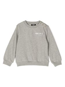 Balmain Kids pull en jersey à logo imprimé - Gris