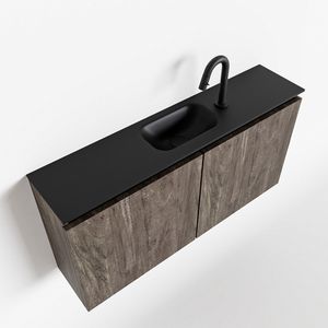 MONDIAZ TURE 100cm toiletmeubel dark brown. EDEN wastafel urban midden 1 kraangat