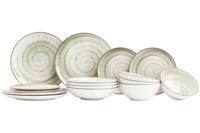 Cosy & Trendy Serviesset Sintra Ivy Green - 16-delig / 4 personen - 4 dinerborden, 4 ontbijtborden, 4 diepe borden en 4 kommen