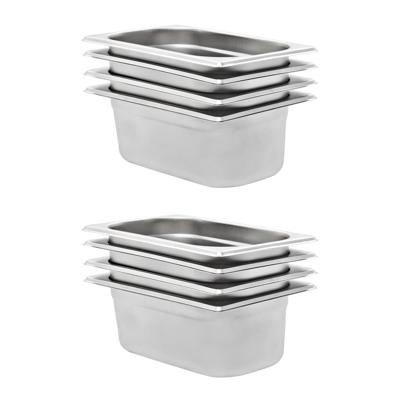 VidaXL Gastronormbakken 8 st gn 1/4 100 mm roestvrij staal