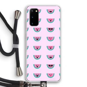 Smiley watermeloenprint: Samsung Galaxy S20 Transparant Hoesje met koord