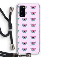 Smiley watermeloenprint: Samsung Galaxy S20 Transparant Hoesje met koord