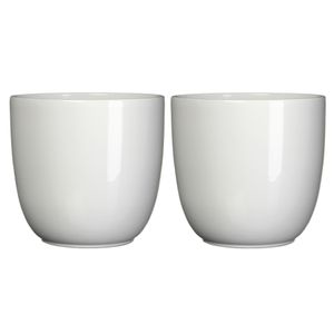 Set van 4x stuks bloempot wit keramiek voor kamerplant H16 x D17 cm