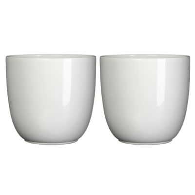 Set van 4x stuks bloempot wit keramiek voor kamerplant H16 x D17 cm