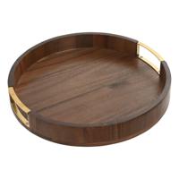 Snackdienblad Home ESPRIT Gouden Natuurlijk Metaal Acacia 35,5 x 35,5 x 5 cm