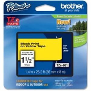 Brother Gloss Laminated Labelling Tape - 36mm, Black/Yellow