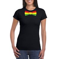 Zwart t-shirt met Limburgse vlag strik voor dames