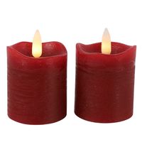 Countryfield LED kaarsen/stompkaarsen - 2x st - rood - D5 x H7,2 cm - timer - warm wit - thumbnail