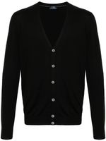 Barba cardigan en laine vierge à col v - Noir