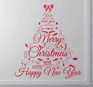 Muursticker Beste Wensen In Vorm Van Kerstboom