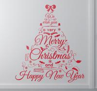 Muursticker Beste Wensen In Vorm Van Kerstboom