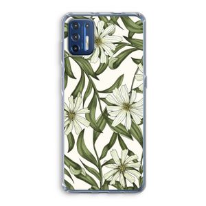 Wit bloemenpatroon: Motorola Moto G9 Plus Transparant Hoesje