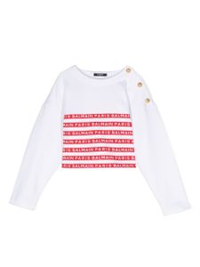 Balmain Kids pull en coton à logo imprimé - Blanc