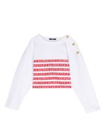 Balmain Kids pull en coton à logo imprimé - Blanc