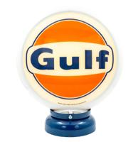 Gulf Logo PVC Benzinepomp Bol met Lampvoet - Wit/Blauw