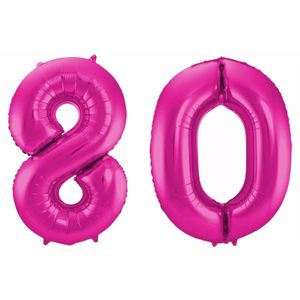 Cijfer 80 ballon roze 86 cm