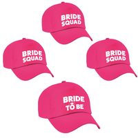Petjes vrijgezellenfeest vrouw - 1x Bride to Be roze + 5x Bride Squad roze   -