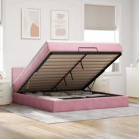 Ottoman bed met matras 180x200 cm fluweel roze