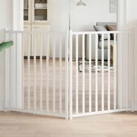 VidaXL Hondenhek inklapbaar 2 panelen 160 cm massief vurenhout wit