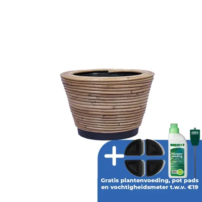 Drypot rond streep d27h20cm grijs Drypot rond streep d27h20cm grijs