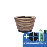 Drypot rond streep d27h20cm grijs