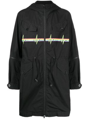 Undercover parka imprimée à capuche - Noir
