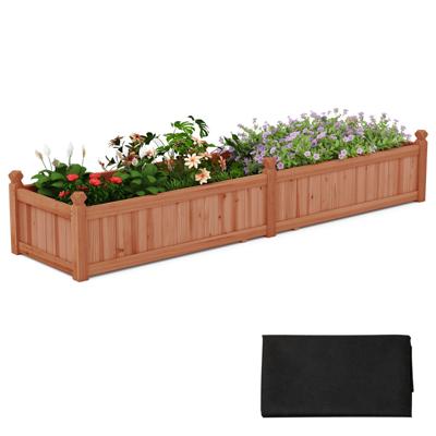 Bloembak Verhoogde Plantenbak Hout met Scheidingswand Afwateringsgaten en Vliesstoffolie Tuinbed Plantenbak Bruin